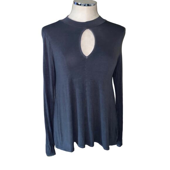 American Eagle Soft & Sexy Grey Long Sleeve Keyhole Mock Neck Top Size Small - Picture 1 of 8